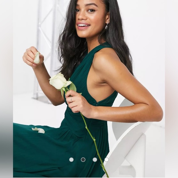 ASOS DESIGN Bridesmaid ruched bodice drape maxi dress with wrap waist - Picture 3 of 3